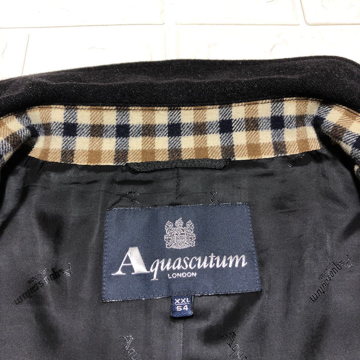 ★カシミヤ混！上品な男の着こなし★美品 アクアスキュータム Aquascutum ステンカラー コート ハーフ丈 ブラック XXL メンズ 秋 冬 カシミヤ コート（ブランドアクアスキュータム Aquascutumアクアスキュータム定価286,000円（税込 男前でいたいなら、アクアスキュータムでコーデせよ！ | MEN'S