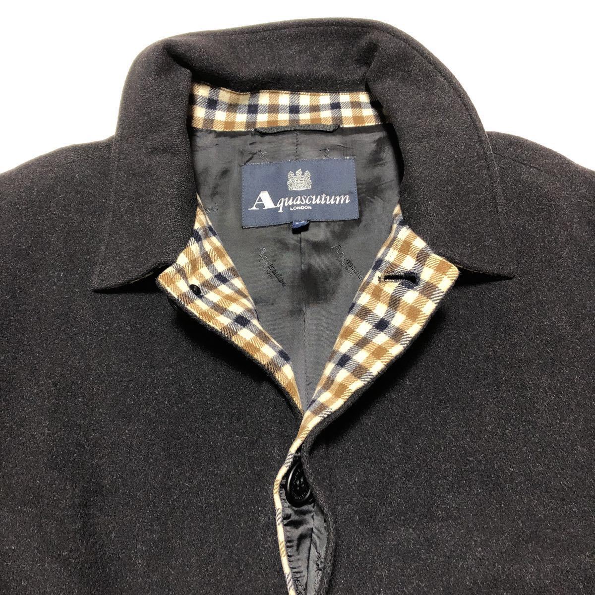 ★カシミヤ混！上品な男の着こなし★美品 アクアスキュータム Aquascutum ステンカラー コート ハーフ丈 ブラック XXL メンズ 秋 冬 カシミヤ コート（ブランドアクアスキュータム Aquascutumアクアスキュータム定価286,000円（税込 男前でいたいなら、アクアスキュータムでコーデせよ！ | MEN'S