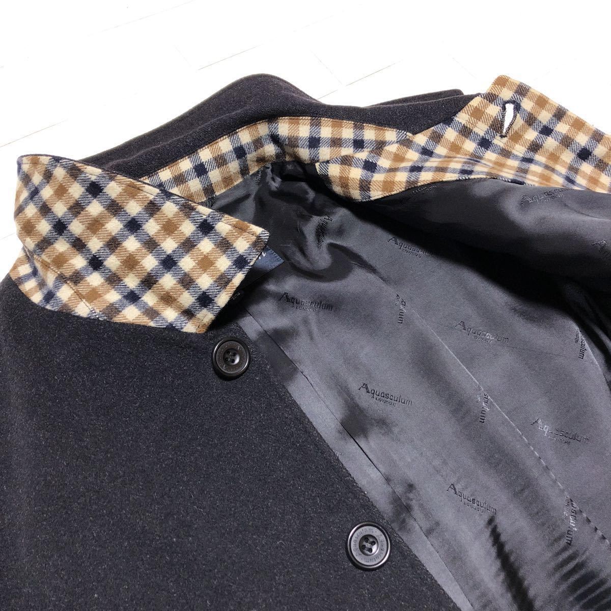 ★カシミヤ混！上品な男の着こなし★美品 アクアスキュータム Aquascutum ステンカラー コート ハーフ丈 ブラック XXL メンズ 秋 冬 カシミヤ コート（ブランドアクアスキュータム Aquascutumアクアスキュータム定価286,000円（税込 男前でいたいなら、アクアスキュータムでコーデせよ！ | MEN'S