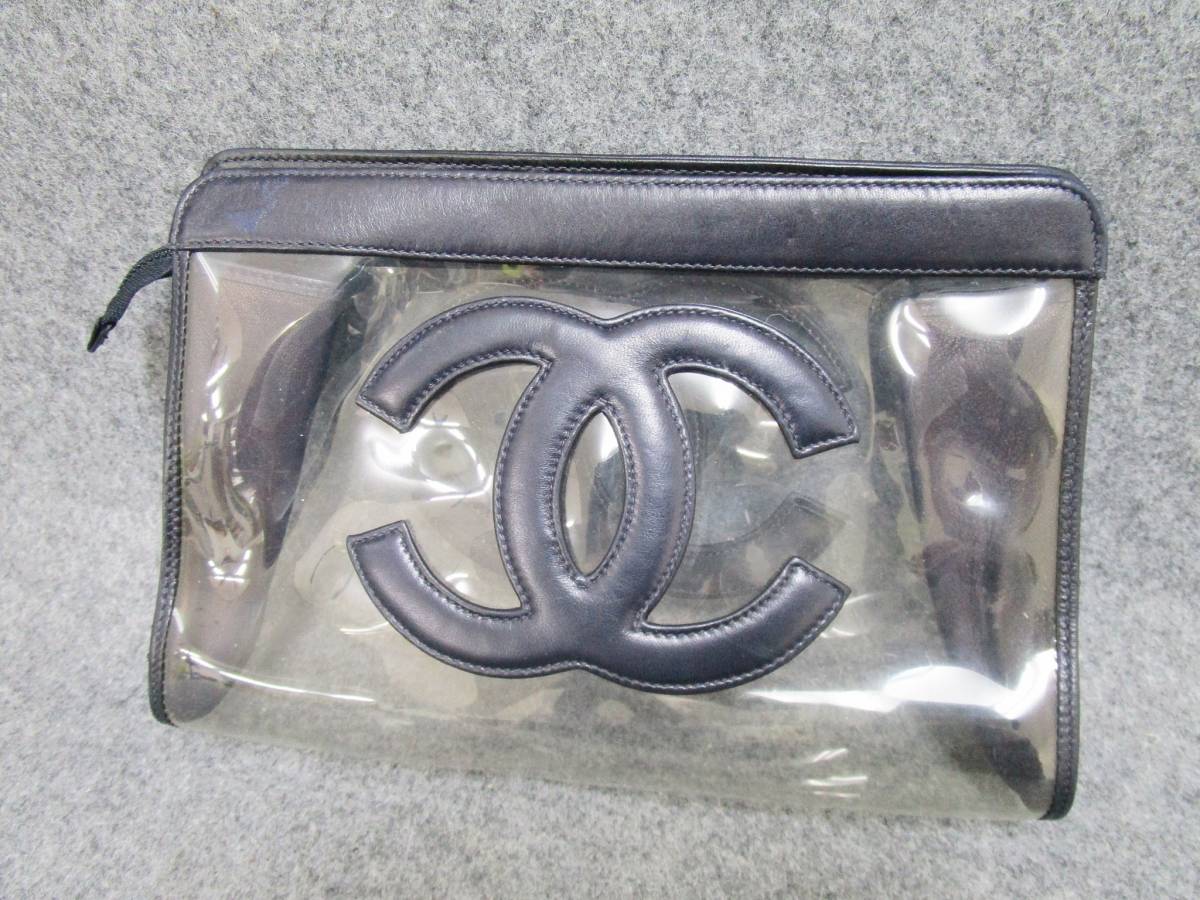 03 97-87880-23 CHANEL シャネル クリア クラッチバッグ ポーチ CC 