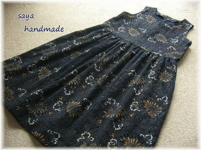 品質保証，限定SALE saya手作り 古布型染の華を着るワンピース 藍染め木綿/インディゴ/ジャンパースカート/襤褸/着物リメイク/ハンドメイド(その他)｜売買されたオークション情報、yahooの商品情報をアーカイブ その他