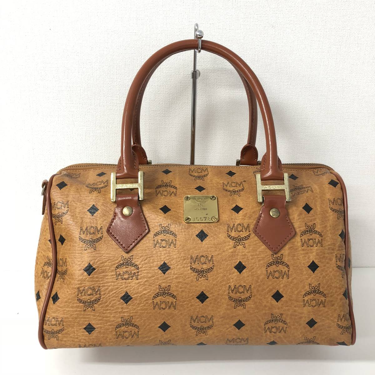 T078 MCM(エムシーエム） ボストンバッグ MCMロゴ総柄 かばん、バッグ