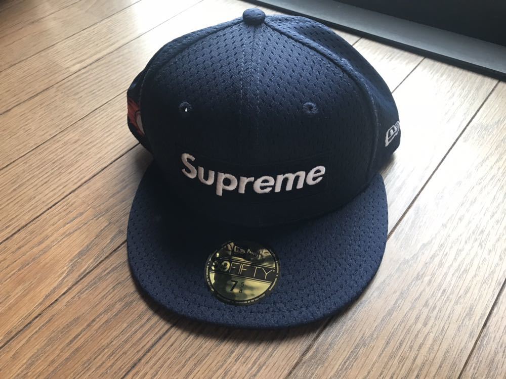 Supreme Mesh Box Logo New Era Navy 7 5/8 ネイビー ニューエラ