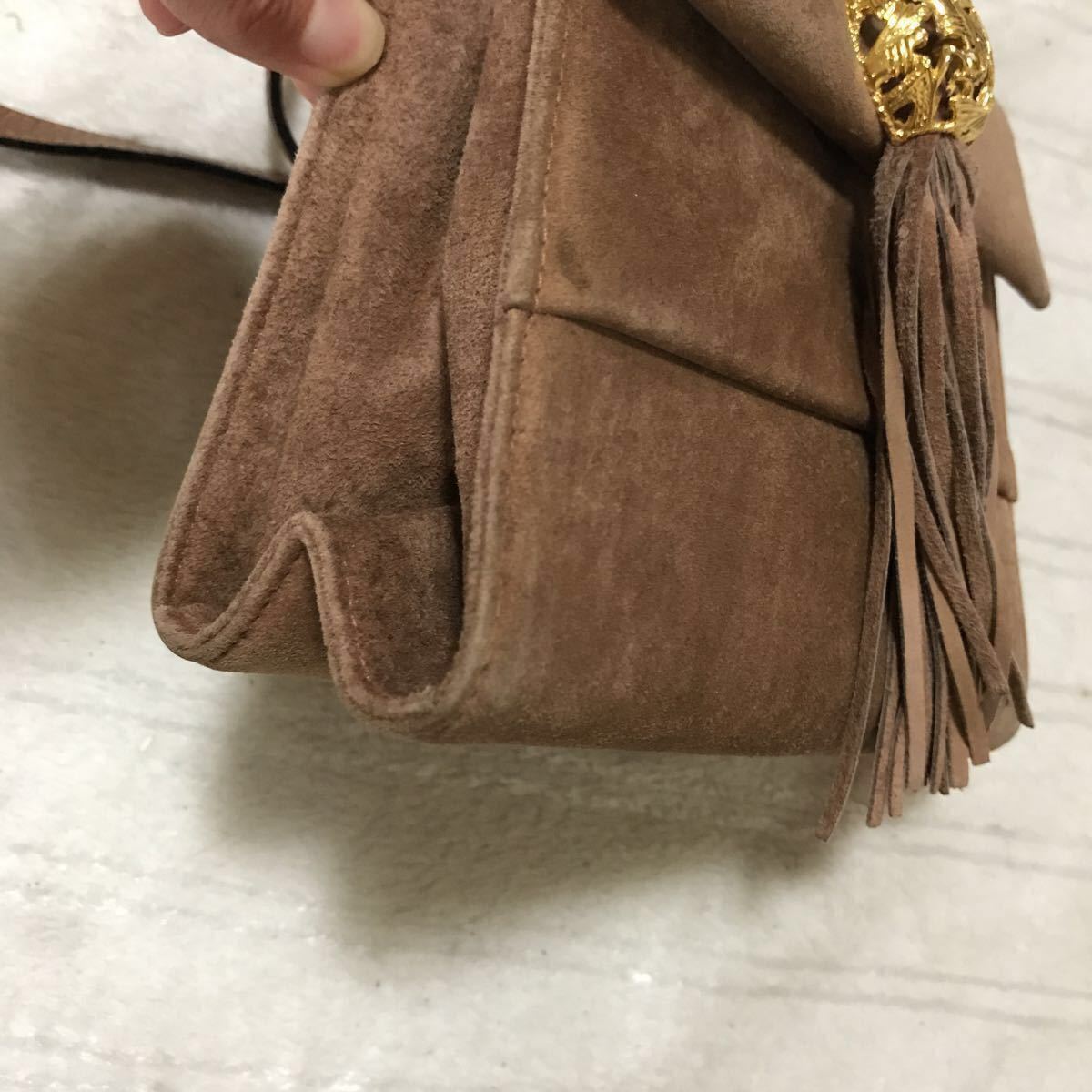 【超激レア】フェラガモ ヴィンテージ フリンジ ショルダーバッグ スエード ブラウン 正規品 Ferragamo フェラガモ Salvatore 斜め掛け (サルヴァトーレ ハンドバッグ