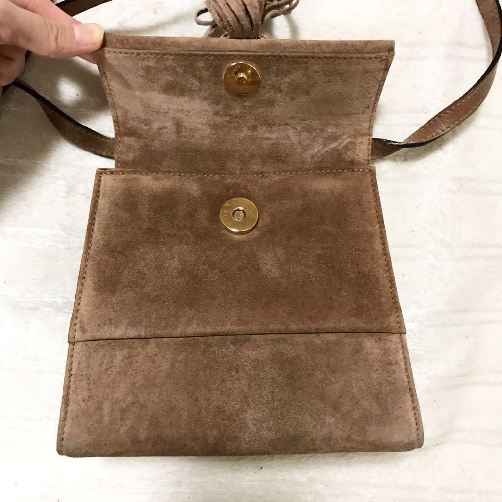 【超激レア】フェラガモ ヴィンテージ フリンジ ショルダーバッグ スエード ブラウン 正規品 Ferragamo フェラガモ Salvatore 斜め掛け (サルヴァトーレ ハンドバッグ