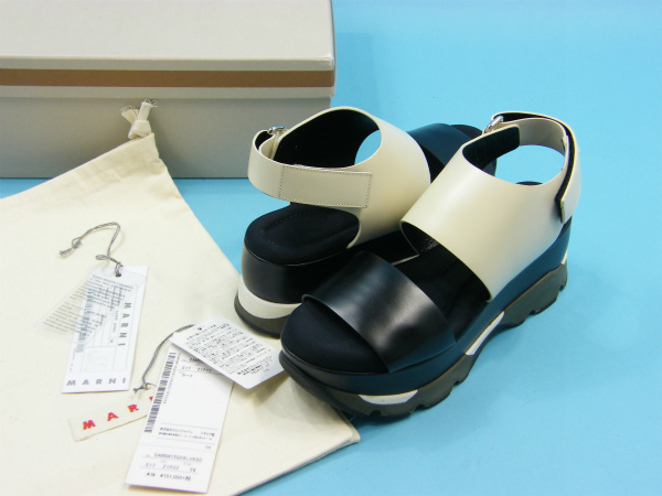 美品 極上 箱付 17SS Marni マルニ Z1P03 プラットフォーム サンダル size 38 #45121 platform slingback sandals 厚底