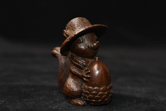 游玩入手 紫銅細工製 松鼠 文鎮 置物 茶寵 盆景造景 縁起物 風水開運
