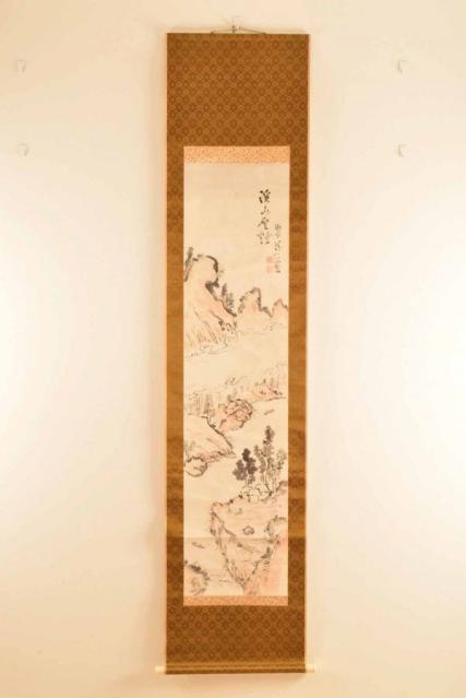 C06290　真清水蔵六　渓彩山水　掛軸《真作保証》