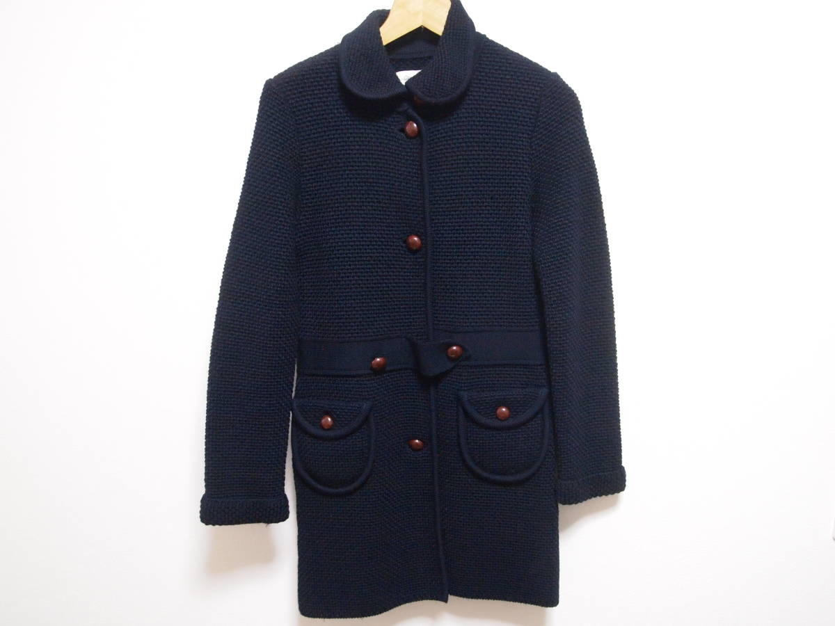 manna マンナのコットンニットジャケット（ネイビー） 定番 manna 