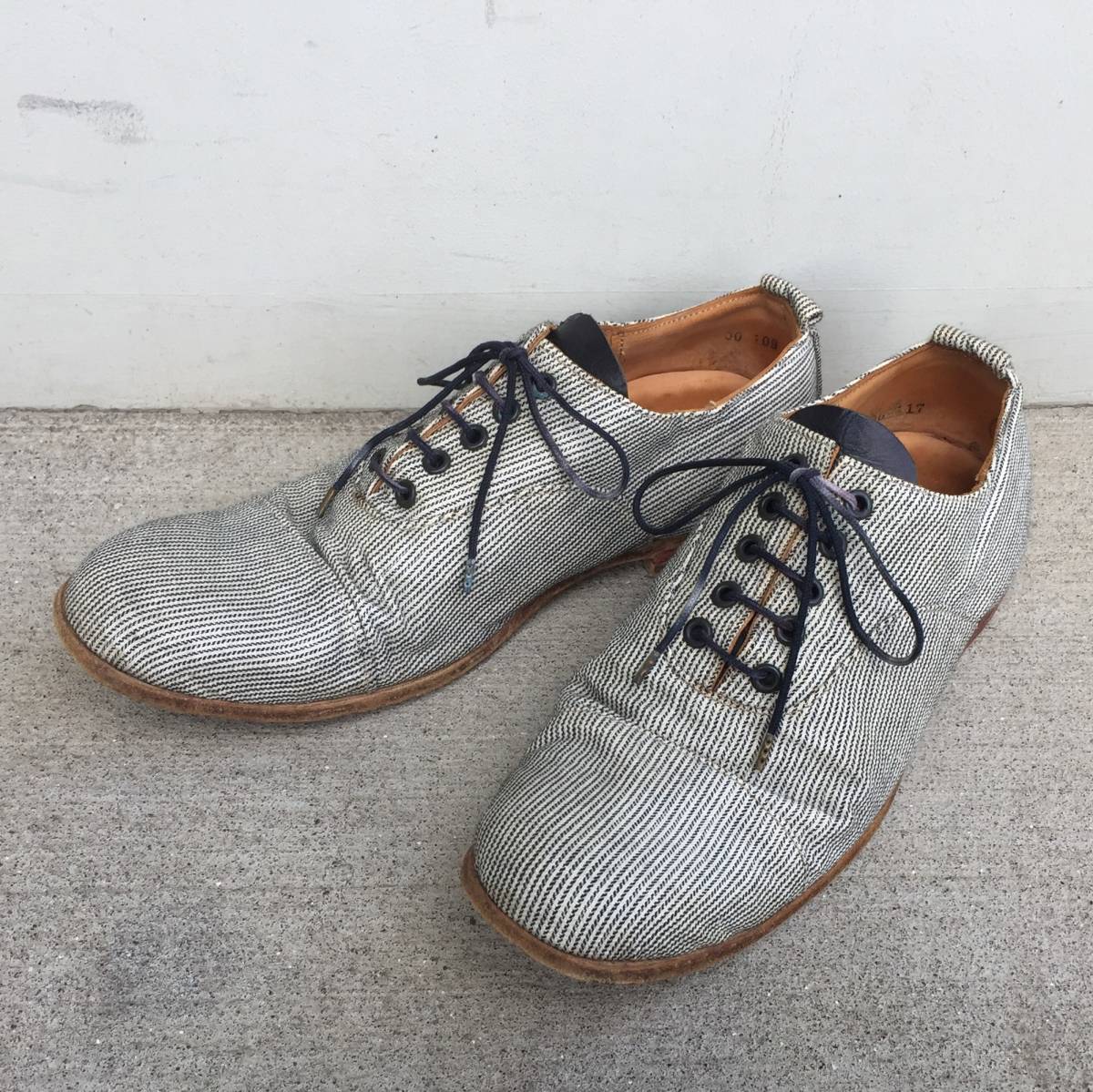 Paul Harnden ポールハーデン PH3 OX Shoe ストライプ 布地×革 