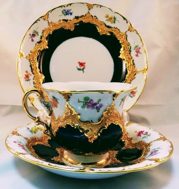 ★激レア！☆即決！★返品保証！★マイセン meissen グランツゴールド Bフォーム 金彩　コバルト カップ&ソーサー 超美品　超希少★
