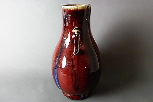 中国武神の図が描かれた双耳付きの人物花瓶 大清同治年製古董品 美術品 花入 コレクター所蔵品雍正年製 中国美術 辰砂双耳花瓶⁄中国古玩 2026