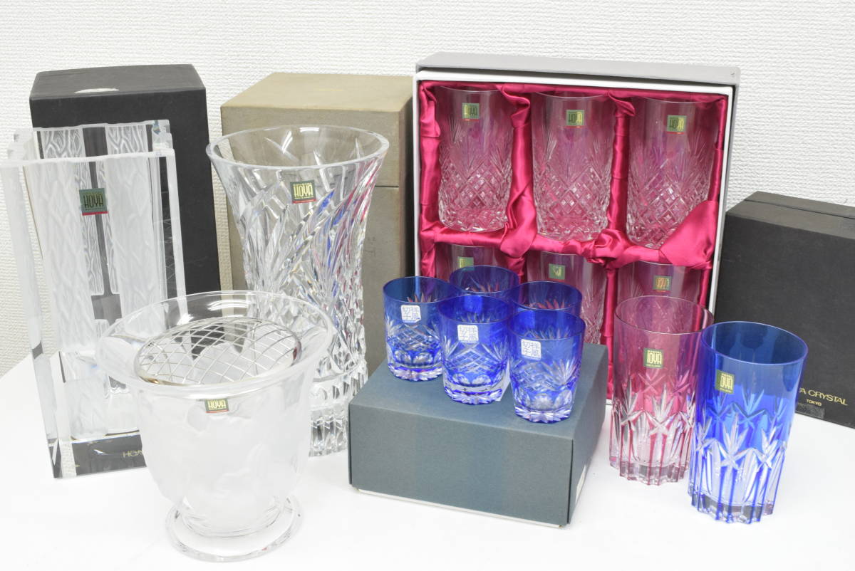 未使用 HOYA 花瓶 切子硝子 グラス タンブラー 6箱セット 祥風切子 