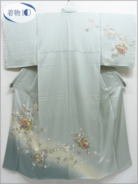 アンティーク 訪問着 金駒刺繍 牡丹 菊 竹 ☆着物10☆ 1円 絹