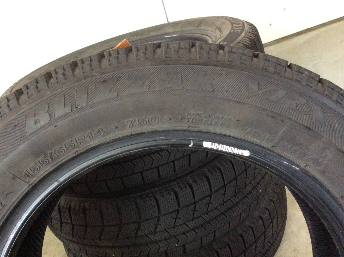 155⁄65R14 中古 BS スタッドレス VRX 155/65R14 15年製4本