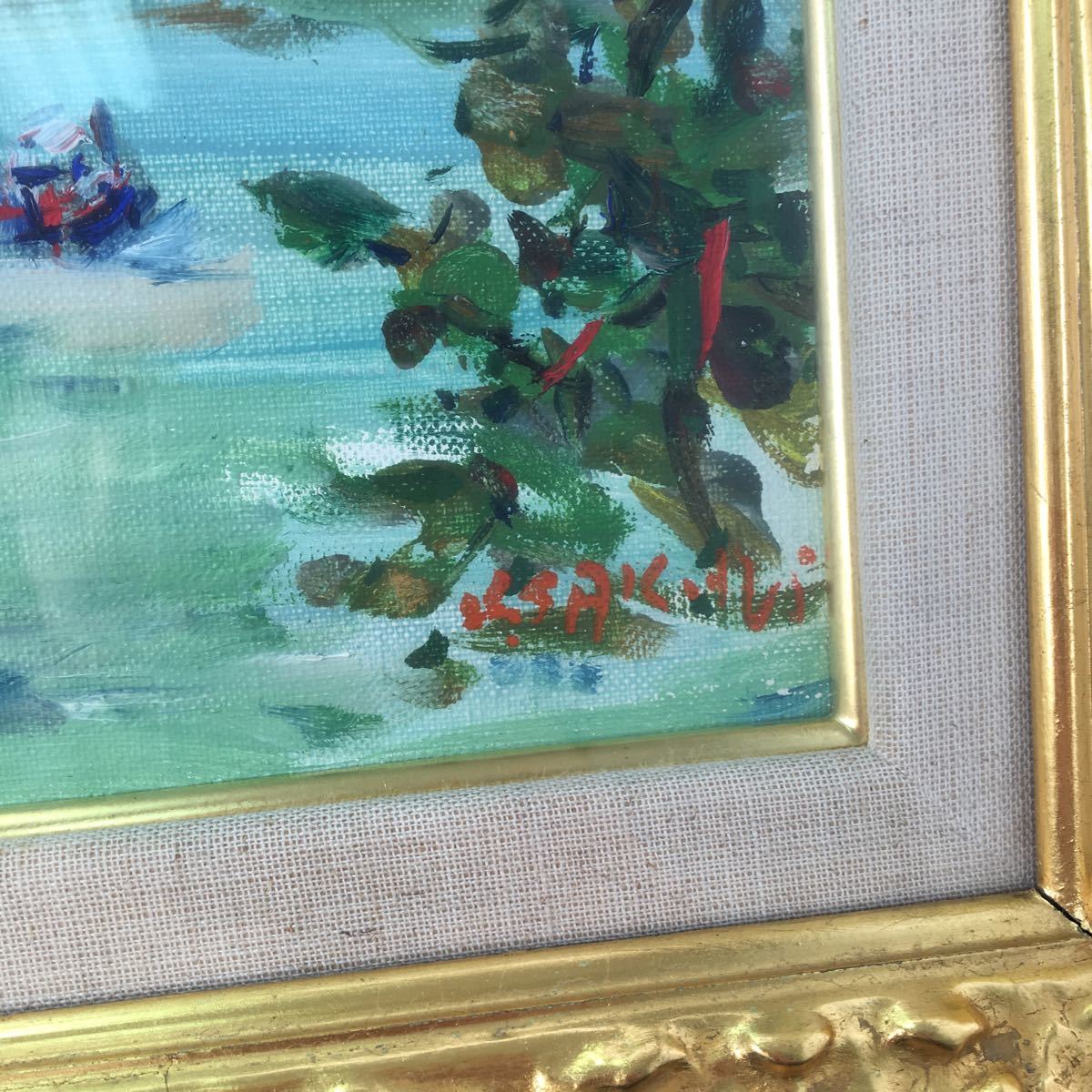 油絵 櫻井慶治 「マロニエ咲しセーヌ川」_2