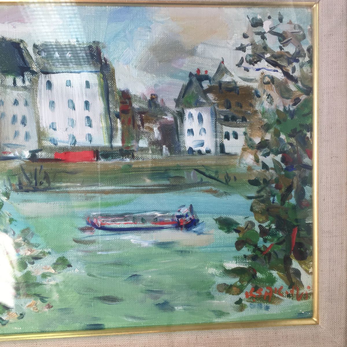 油絵 櫻井慶治 「マロニエ咲しセーヌ川」_4