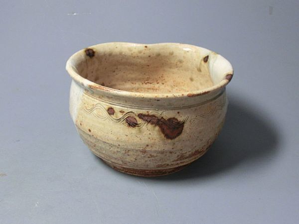 美濃伊賀 加藤弥右衛門 作 美濃伊賀焼 建水（共箱）茶道具／陶芸