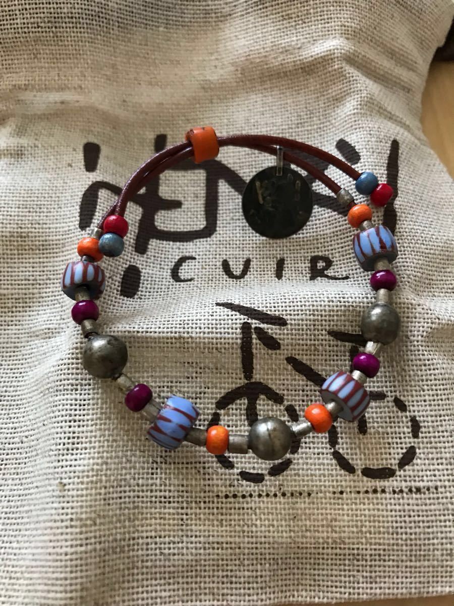 【美品】 HENRY CUIR レザー&ビーズ ブレスレット HENRY ブレスレット CUIR(アンリークイール) CUIR⁄アンティークビーズ