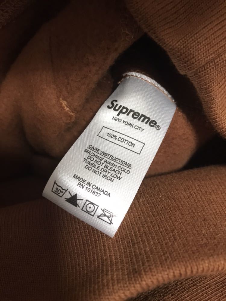 希少 17FW Supreme Box Logo Hooded Sweatshirt Rust 茶 x 水色 Size S★brown Pullover パーカー