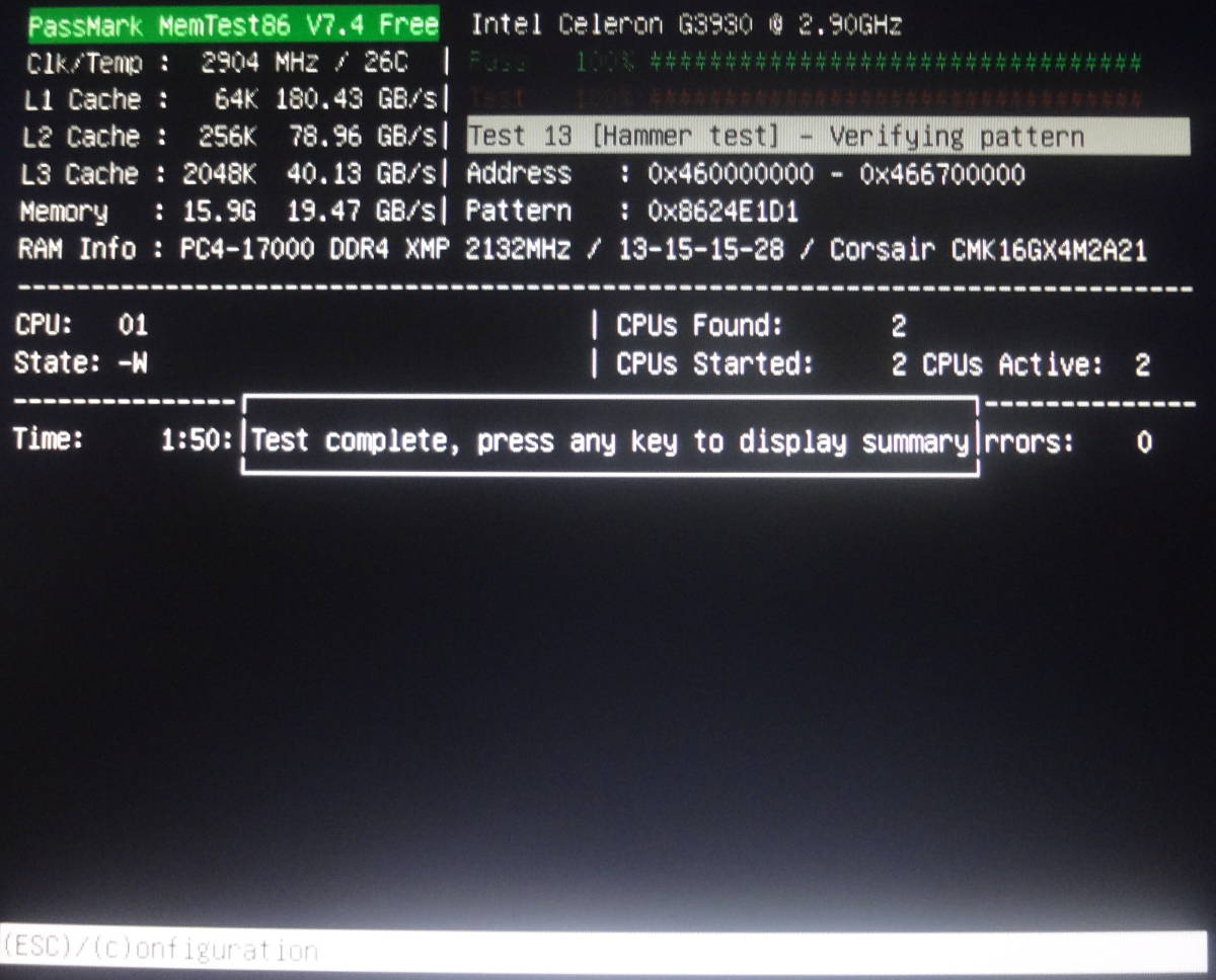 DDR4 16GB PC4-17000 8GBx2 Corsair