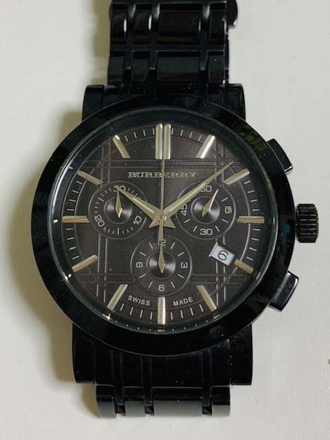 100円～Burberry腕時計 中古美品 メンズクォーツクロノグラフ BU1373