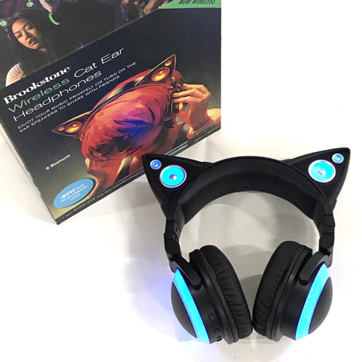 Brookstone Wireless Cat Ear Headphones 猫耳 ヘッドホン ワイヤレス Bluetooth 元箱付き