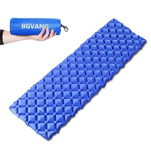 色ブルー エアーマット エアーベッド BGVANG 寝具マットレスアウトドア コンパクトパッド 超軽量450g 40Dナイロン＆T_1