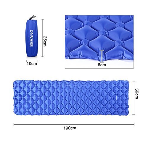 色ブルー エアーマット エアーベッド BGVANG 寝具マットレスアウトドア コンパクトパッド 超軽量450g 40Dナイロン＆T_2