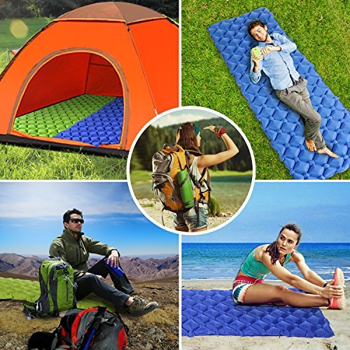 色ブルー エアーマット エアーベッド BGVANG 寝具マットレスアウトドア コンパクトパッド 超軽量450g 40Dナイロン＆T_4