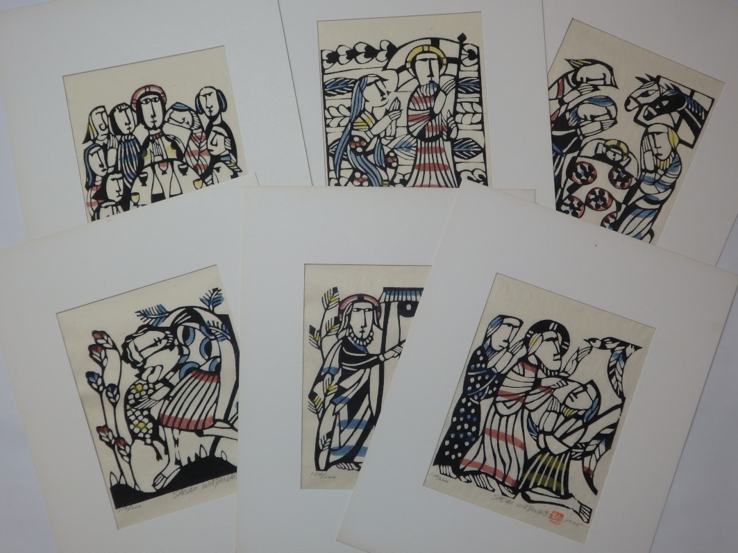 渡辺禎雄版画集「イエスの生涯」連作 限定200部 オリジナル型染版画