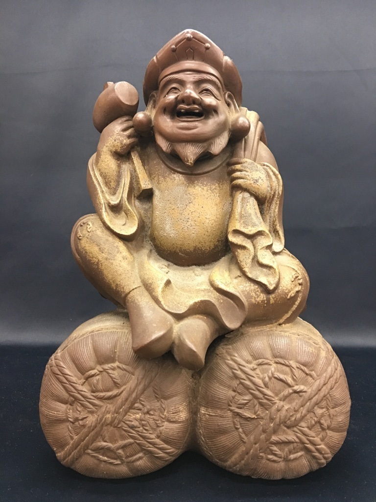 古備前 大黒恵比寿 No.16古備前恵比寿・大黒天座像A15、陶器七福神置物