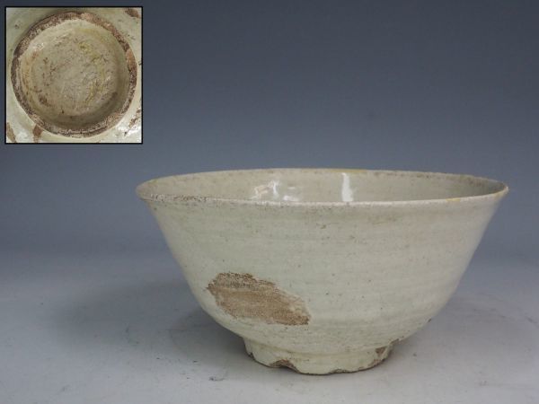 白磁茶碗 詳細不明 検）李朝 堅手 高麗茶碗 朝鮮美術 李朝 粉