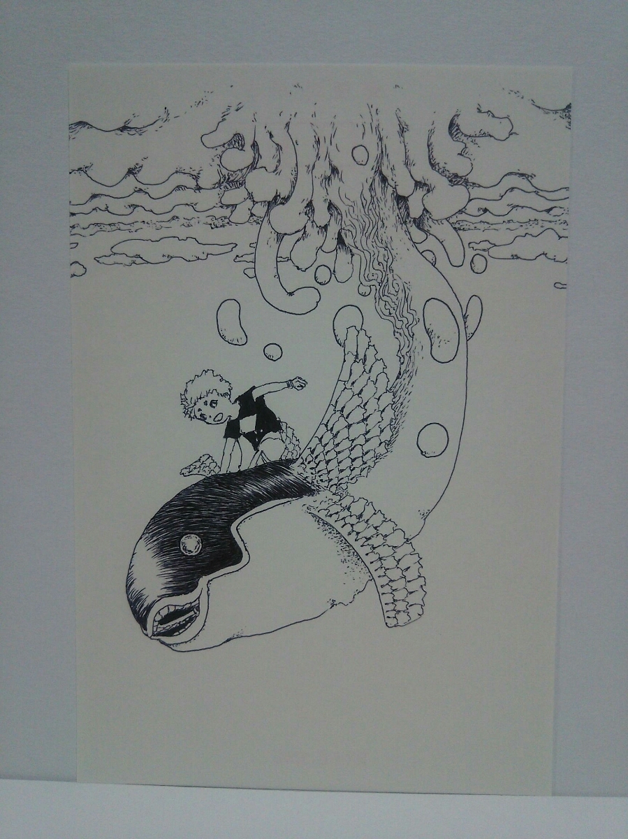 オリジナルイラスト☆手描きイラスト☆自作 ハンドメイド 翼の生えた魚