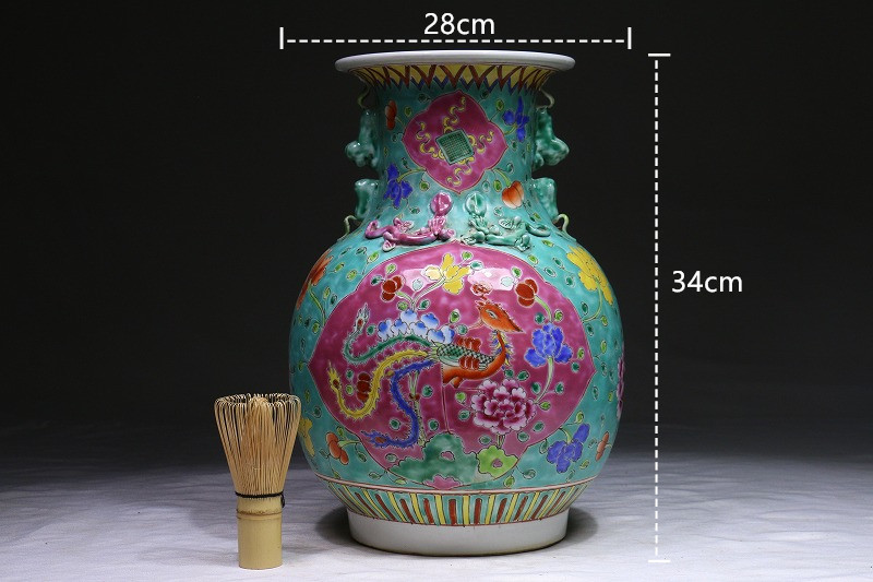 格安，大人気 清時代 琺瑯彩 纏枝花卉鳳凰紋 雙耳瓶 高34cm BZ14N03A(清)｜売買されたオークション情報、yahooの商品情報をアーカイブ公開 - オークファン 清
