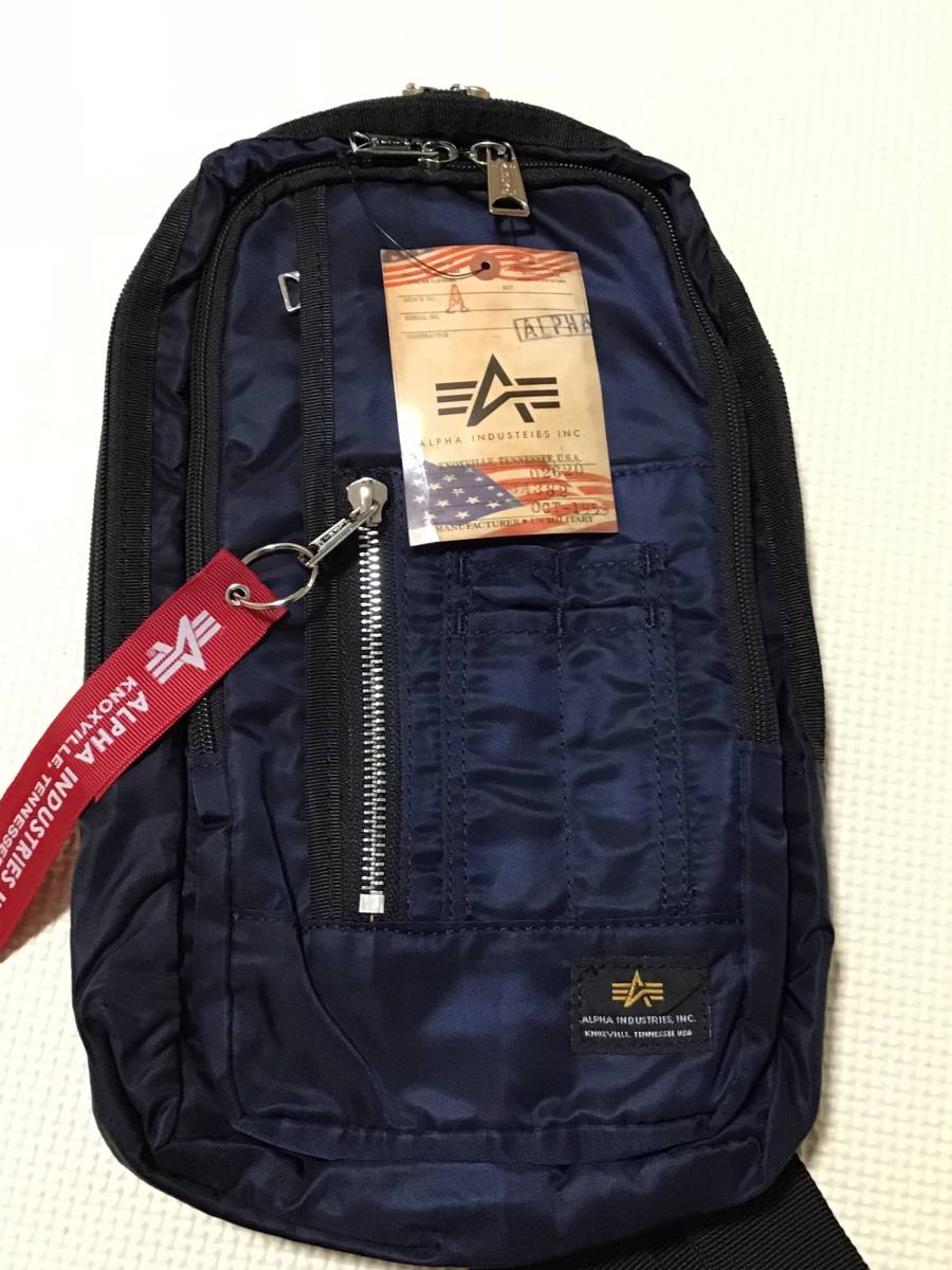アルファ ALPHA INDUSTRIES ボディバック 04931 サイズ：17x30x5cm ネイビー