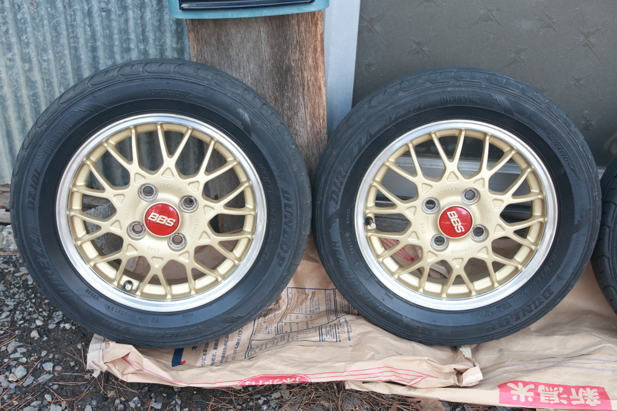 BBS ホイール　ゴールド 13インチ　タイヤ　ダンロップ　DIREZZA　DZ101　155/65R13 セット