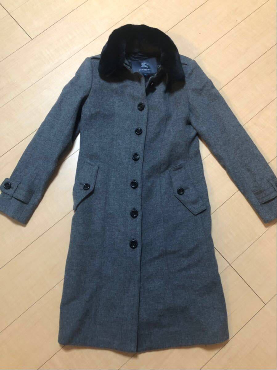 1円 極美品 BURBERRY LONDON バーバリーロンドン ラビットファー付