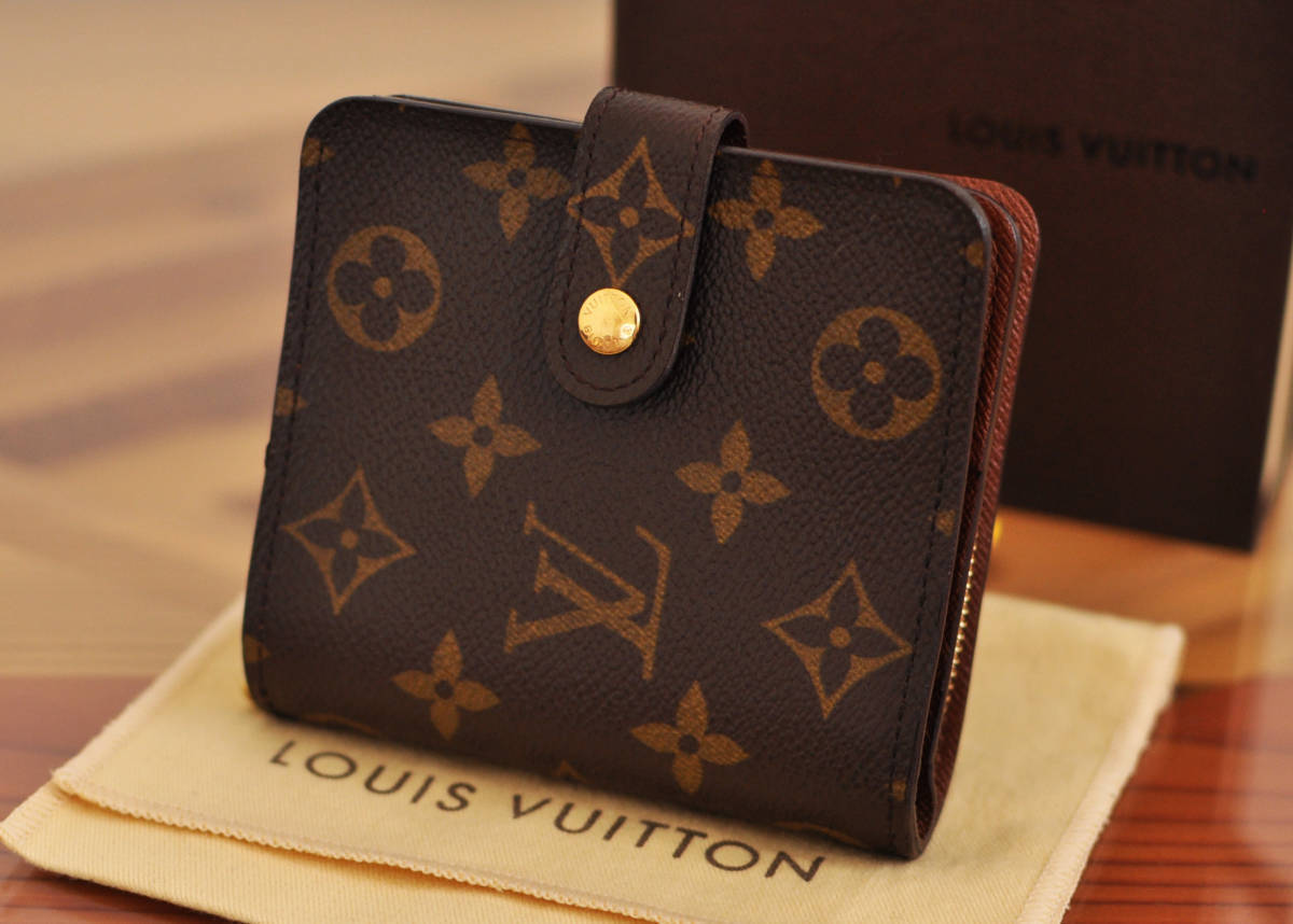 【美品】ルイヴィトン Louis Vuitton モノグラム コンパクトジップ 二つ折り財布 極上美品