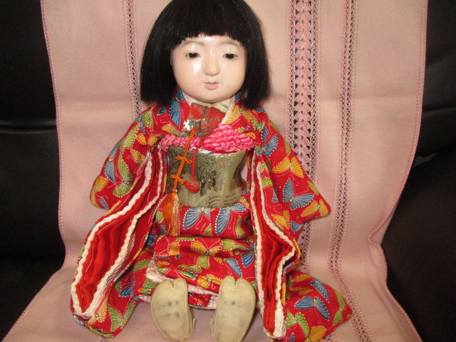 古い市松人形 女の子 体長約43㎝ ⁄ 女の子 市松人形 検：御所人形 約