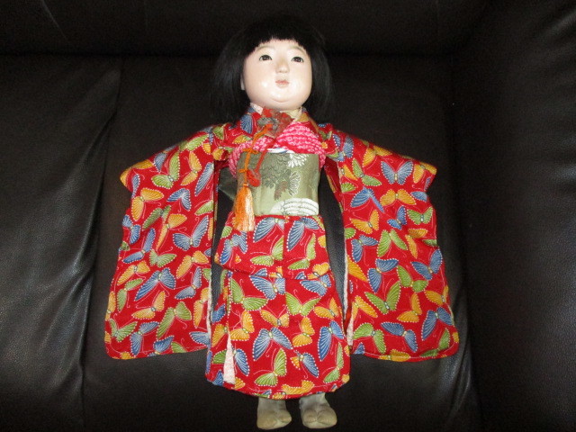 古い市松人形 女の子 体長約43㎝ ⁄ 女の子 市松人形 検：御所人形 約