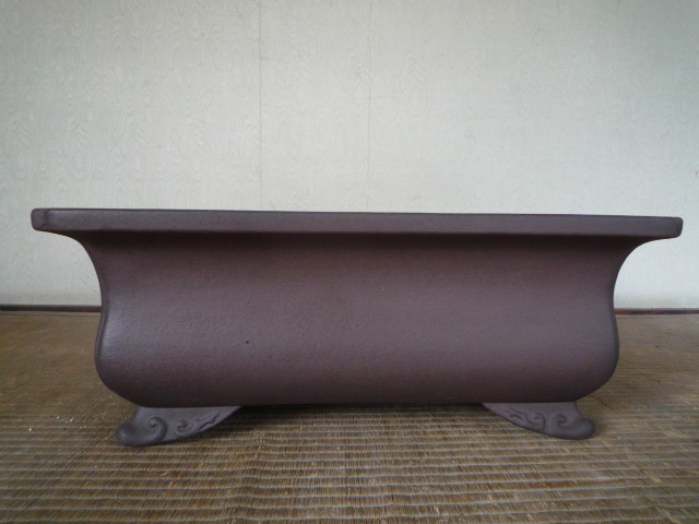 松泉焼山秋造 外縁隅入長方鉢 中古 44㎝ Yahoo!オークション -「鉢