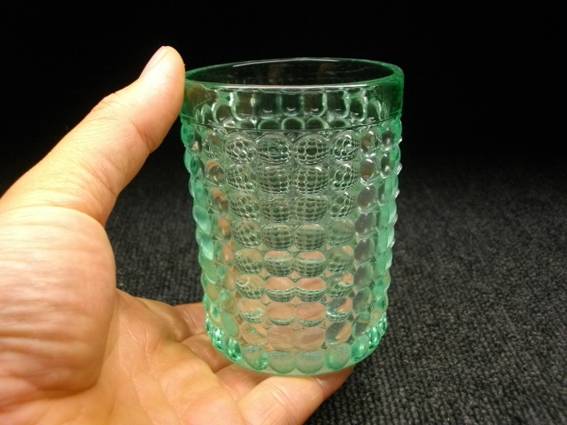 古い ウランガラス アラレコップ ⑦／戦前昭和明治大正ロマン和ガラス