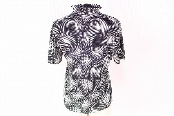 レリアン Leilian 即決 美品 カットソー トップス ハイネック Tシャツ 半袖 肌触り良い ドット柄 総柄 9 黒 白 レディース [552914]