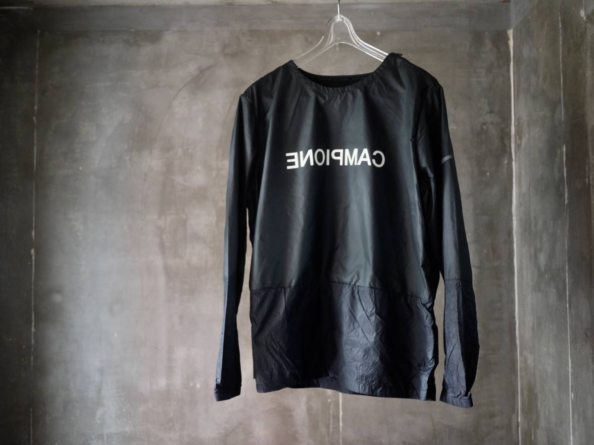 新作XL★極少入荷 NY限定 NIKE RUNNING DIVISION CREW RUNNING JACKET 'CAMPIONE' TRIPLE BLACK /ピステ/パッカブル