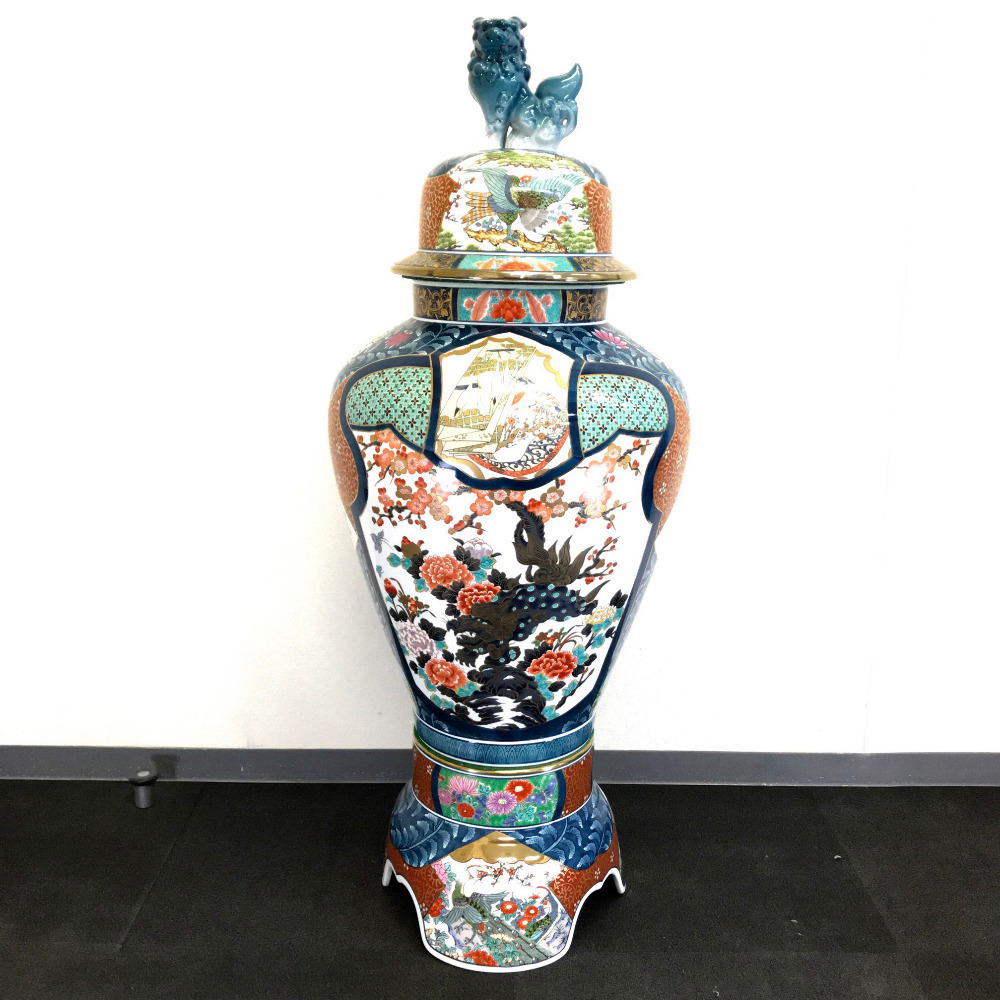 薩摩焼 特大 飾り壺 大壺 金襴手 金彩 薩摩焼 特大78cm 花瓶 金彩色絵