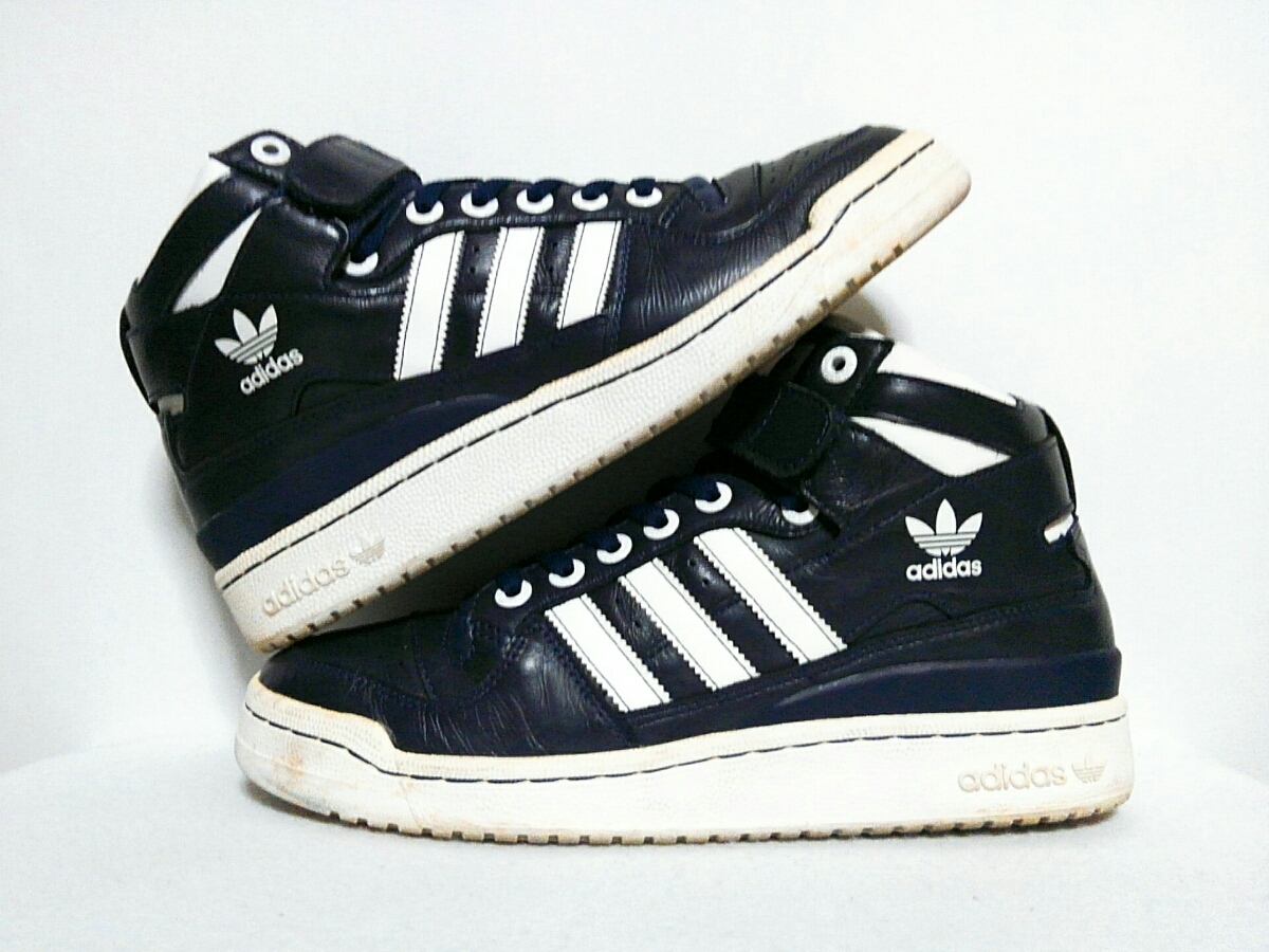 美品 2009年製 adidas フォーラム MID US9 27CM 09 アディダス 紺 白 