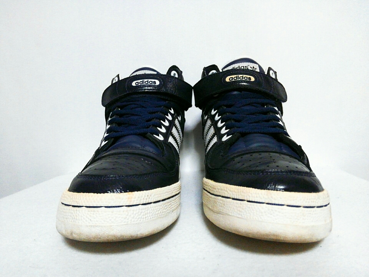 美品 2009年製 adidas フォーラム MID US9 27CM 09 アディダス 紺 白 