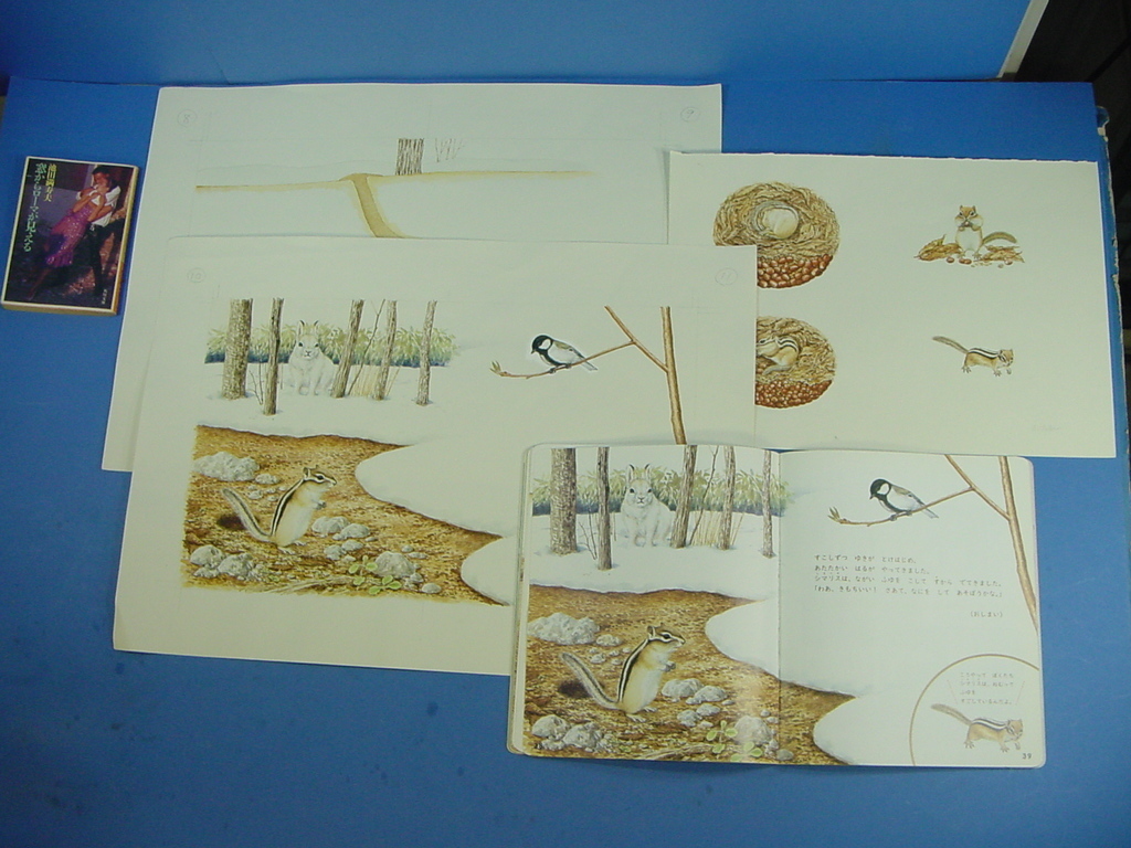 「滝波明生肉筆挿画原画3点 シマリスのとうみん ふじぎはっけん絵本に掲載」