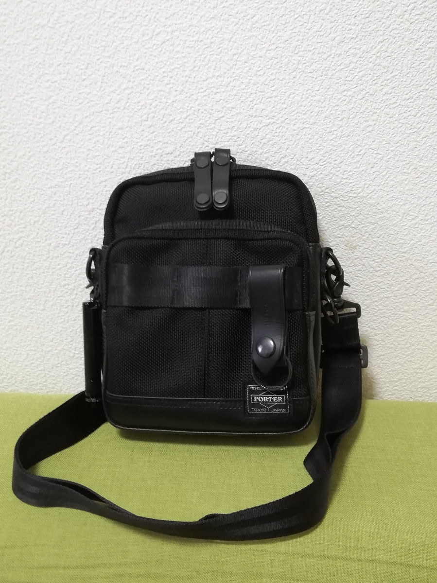 極美品】ポーターPORTERヒートHEATショルダーバッグ／ブラック porter
